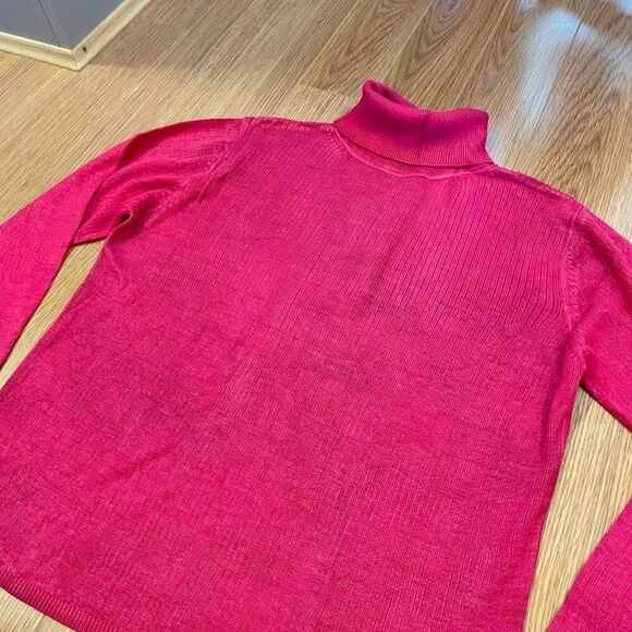 Pink Ribbed Knit Turtleneck Sweater from Italy - M - Picture 12 of 15